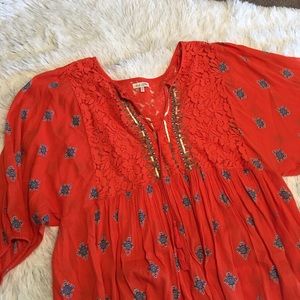 Red Camel tie front embellished top